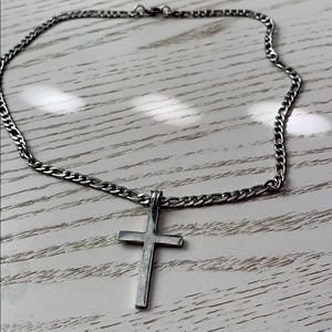 Sterling silver chain with cross pendent added